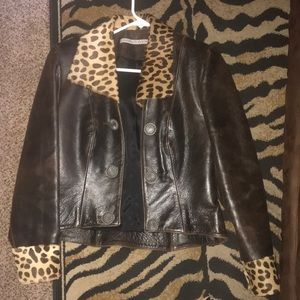 Leather animal print jacket